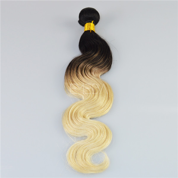 Indian remy human hair 1b 613 two tone hair weft ombre CX019